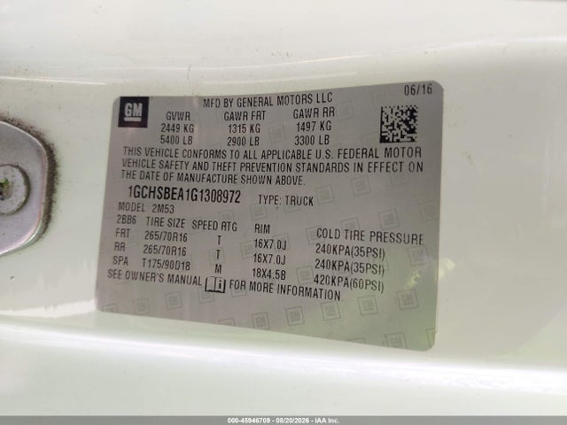 Chevrolet Colorado 2wd Wt 2016 1GCHSBEA1G1308972 Image 9