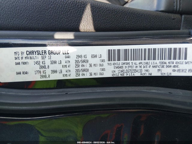 Продажа на аукционе авто 2013 Dodge Durango Crew, vin: 1C4RDJDG7DC554133, номер лота: 45946824