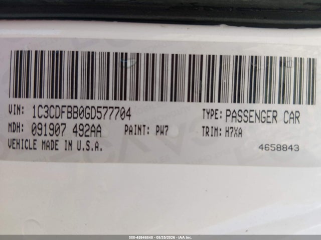 Auction sale of the 2016 Dodge Dart Sxt, vin: 1C3CDFBB0GD577704, lot number: 45946840