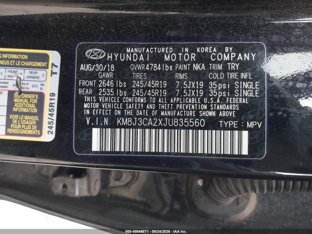 Hyundai Tucson Limited 2018 KM8J3CA2XJU835560 Image 9