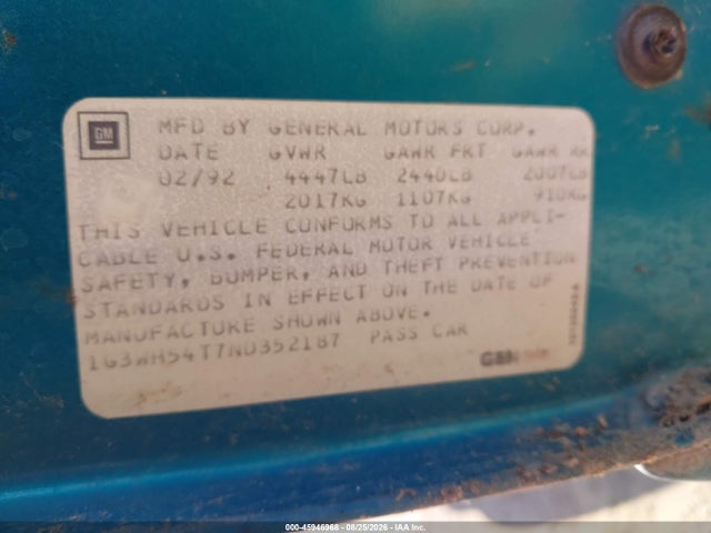Продажа на аукционе авто 1992 Oldsmobile Cutlass Supreme S, vin: 1G3WH54T7ND352187, номер лота: 45946968