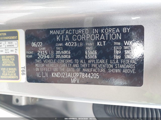 Aukcja sprzedaży 2023 Kia Soul Lx, vin: KNDJ23AU2P7844205, numer aukcji: 45946976
