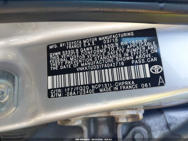 VNKKTUD31FA042716 Toyota YARIS L