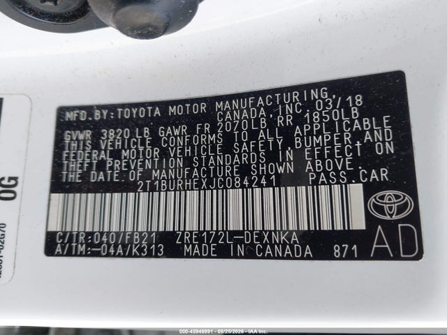 Toyota COROLLA LE 2018 2T1BURHEXJC084241 Image 9