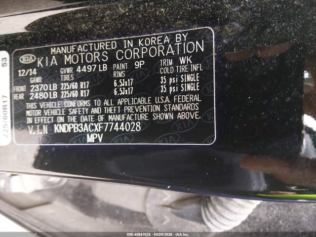 Продажа на аукционе авто 2015 Kia Sportage Lx, vin: KNDPB3ACXF7744028, номер лота: 45947028