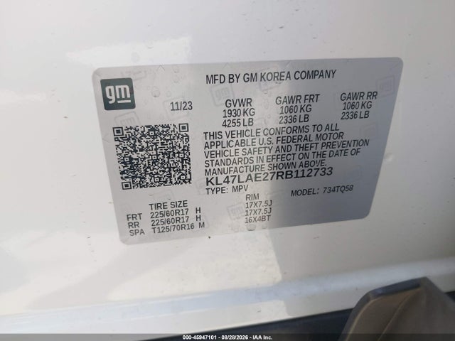 2024 Buick Envista Preferred Fwd მანქანა იყიდება აუქციონზე, vin: KL47LAE27RB112733, აუქციონის ნომერი: 45947101