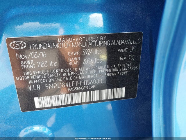 Продаж на аукціоні авто 2017 Hyundai Elantra Se, vin: 5NPD84LF1HH156080, номер лоту: 45947133