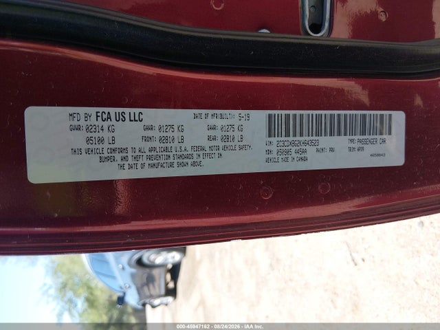 45947162 :رقم المزاد ، 2C3CDXBG2KH643523 vin ، 2019 Dodge Charger Sxt Rwd مزاد بيع