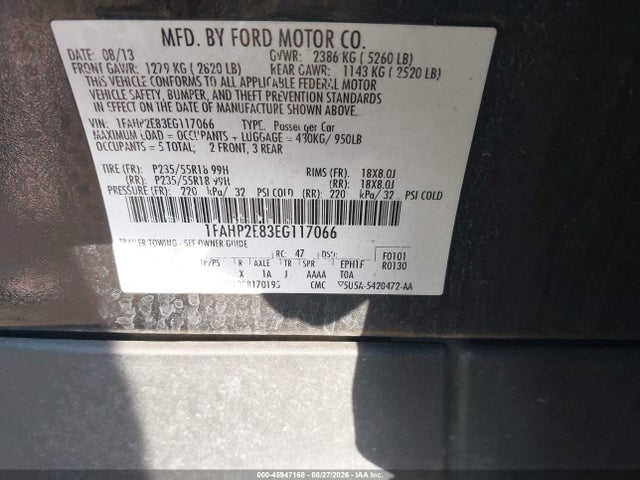 2014 Ford Taurus Sel მანქანა იყიდება აუქციონზე, vin: 1FAHP2E83EG117066, აუქციონის ნომერი: 45947168