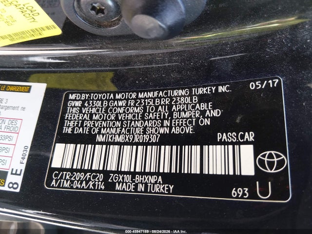 2018 Toyota C-hr Xle Premium მანქანა იყიდება აუქციონზე, vin: NMTKHMBX9JR019307, აუქციონის ნომერი: 45947189