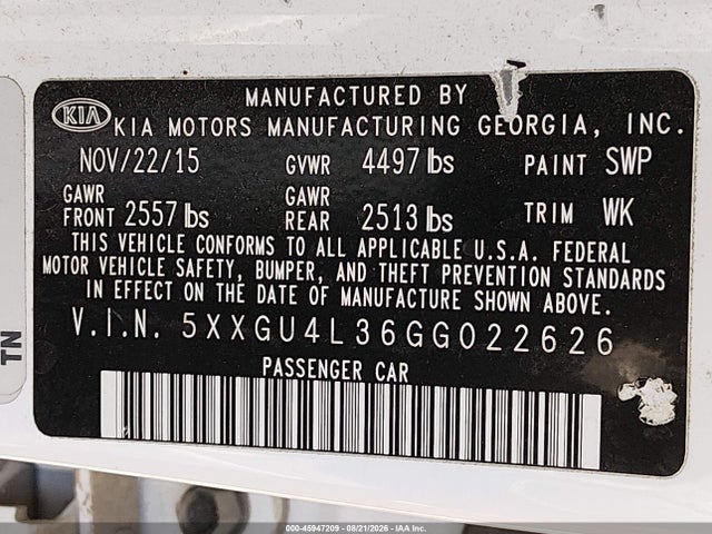 KIA OPTIMA EX 2016 5XXGU4L36GG022626 Image 9
