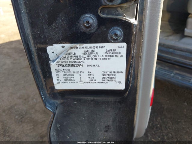 Продажа на аукционе авто 2003 Chevrolet Tahoe Lt, vin: 1GNEK13Z63R225644, номер лота: 45947210