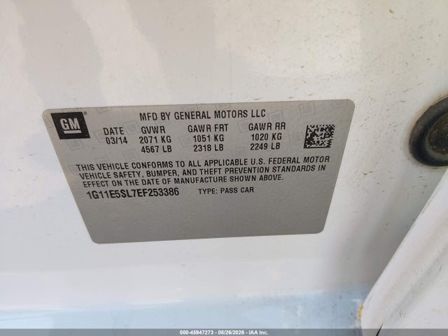 Продаж на аукціоні авто 2014 Chevrolet Malibu 2lt, vin: 1G11E5SL7EF253386, номер лоту: 45947273