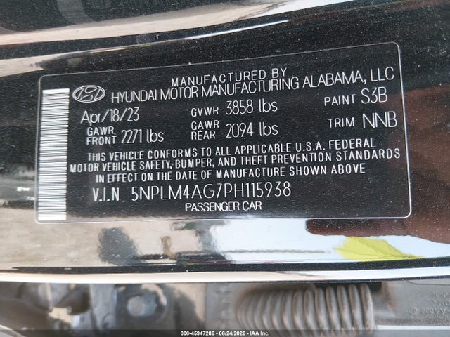 Продаж на аукціоні авто 2023 Hyundai Elantra Sel, vin: 5NPLM4AG7PH115938, номер лоту: 45947286