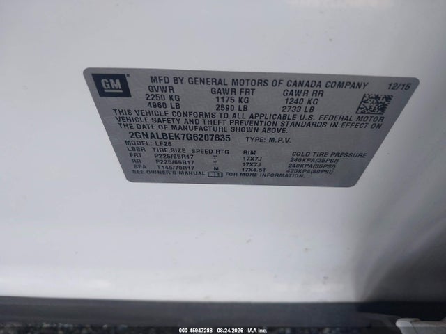 Chevrolet EQUINOX LS 2016 2GNALBEK7G6207835 Image 9