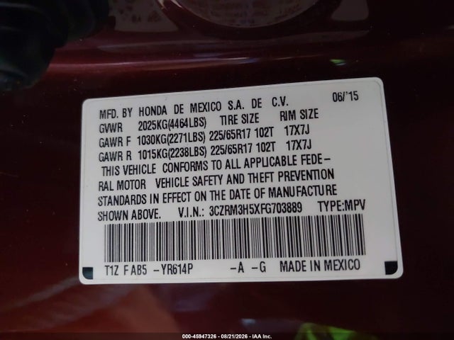 Honda CR-V EX 2015 3CZRM3H5XFG703889 Image 9