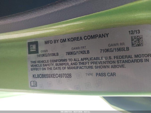 Chevrolet Spark Ls Auto 2014 KL8CB6S9XEC497028 Image 9