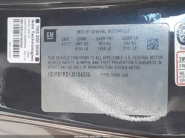 Chevrolet Camaro 1lt 2018 1G1FB1RS1J0104330 Image 9