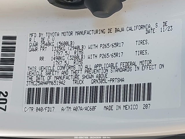 Продаж на аукціоні авто 2023 Toyota Tacoma Trd Sport, vin: 3TMCZ5AN4PM651942, номер лоту: 45947406