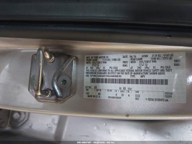 Продаж на аукціоні авто 2017 Ford Escape Se, vin: 1FMCU9GD1HUA69830, номер лоту: 45947467