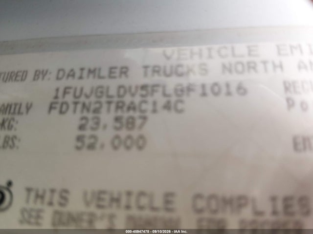 2015 Freightliner Cascadia 125 მანქანა იყიდება აუქციონზე, vin: 1FUJGLDV5FLGF1016, აუქციონის ნომერი: 45947478
