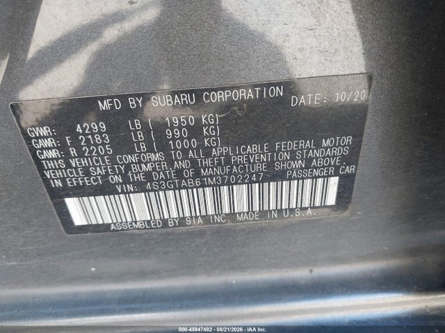 Subaru Impreza 2021 4S3GTAB61M3702247 Image 9