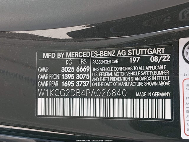 Aukcja sprzedaży 2023 Mercedes-benz Eqs 450+, vin: W1KCG2DB4PA026840, numer aukcji: 45947555