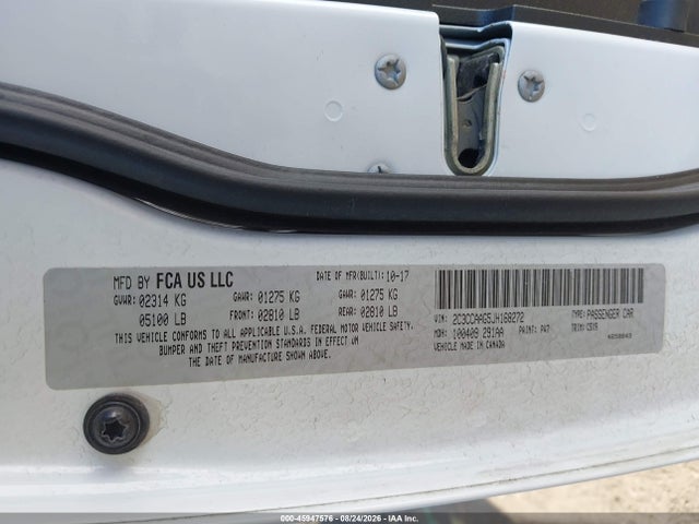 Aukcja sprzedaży 2018 Chrysler 300 Touring, vin: 2C3CCAAG5JH168272, numer aukcji: 45947576