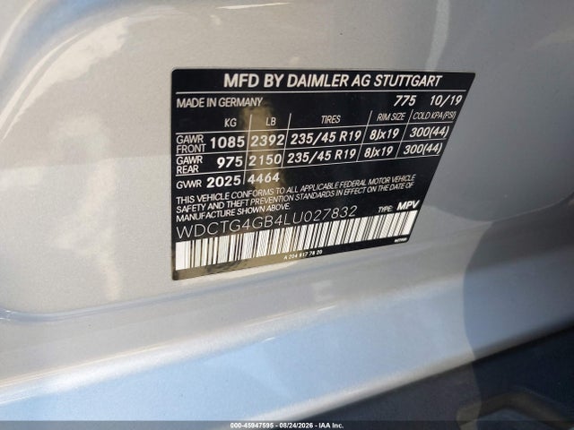 WDCTG4GB4LU027832 Mercedes-Benz Gla 250 4matic