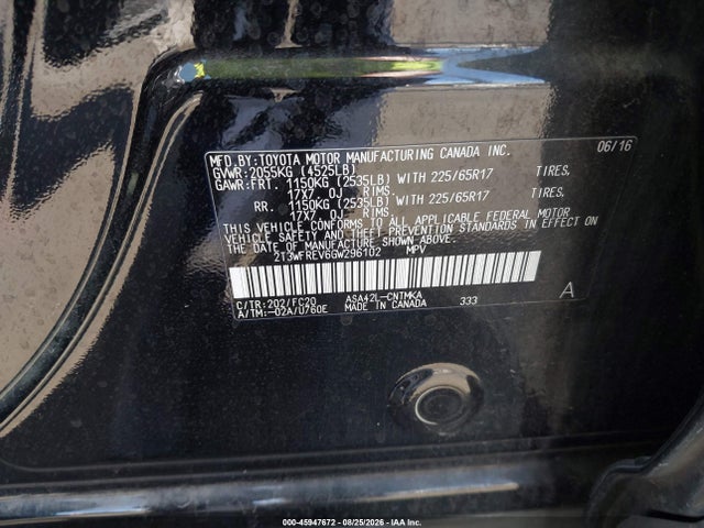 Toyota Rav4 Xle 2016 2T3WFREV6GW296102 Image 9