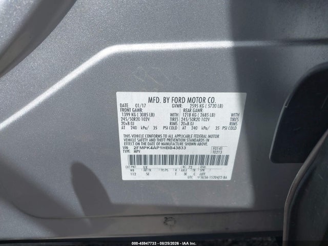 2FMPK4AP1HBB43833 Ford EDGE SPORT