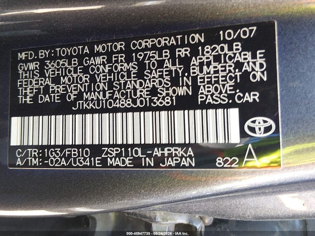 Продажа на аукционе авто 2008 Scion Xd, vin: JTKKU10488J013681, номер лота: 45947735
