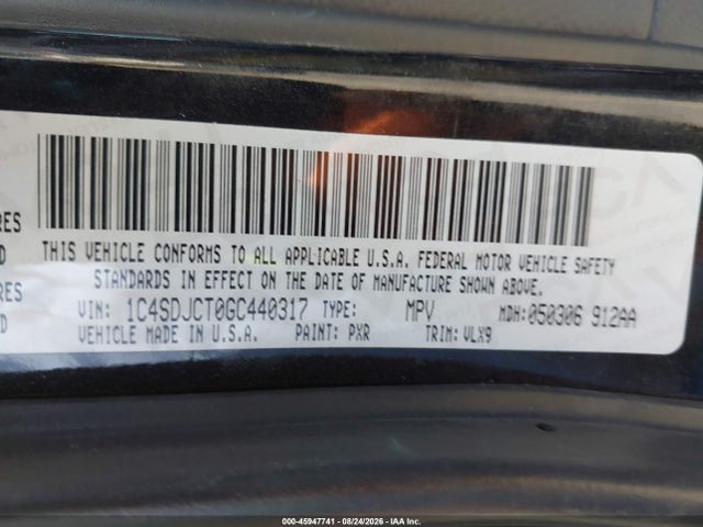Aukcja sprzedaży 2016 Dodge Durango R/t, vin: 1C4SDJCT0GC440317, numer aukcji: 45947741