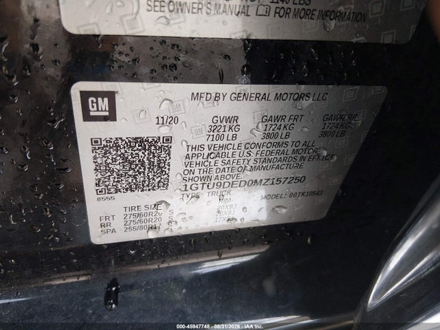 2021 Gmc Sierra 1500 4wd  Short Box Slt მანქანა იყიდება აუქციონზე, vin: 1GTU9DED0MZ157250, აუქციონის ნომერი: 45947748