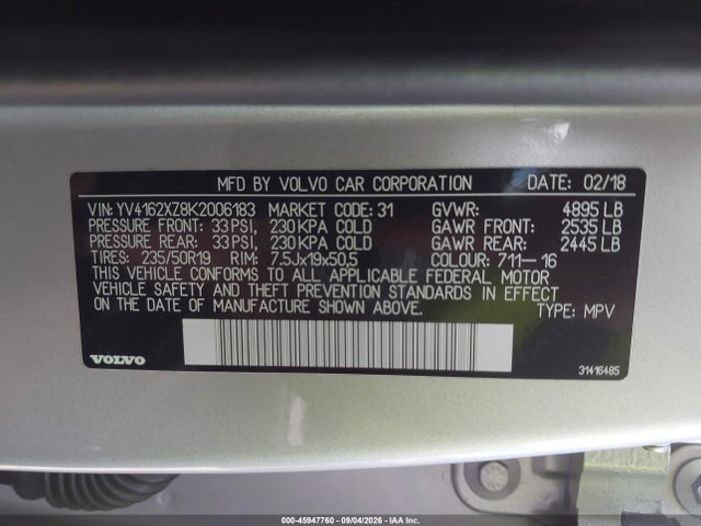 Aukcja sprzedaży 2019 Volvo Xc40 T5 Momentum/t5 R-design, vin: YV4162XZ8K2006183, numer aukcji: 45947760