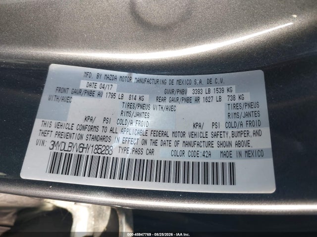 45947769 :رقم المزاد ، 3MYDLBYV6HY185288 vin ، 2017 Toyota Yaris Ia مزاد بيع
