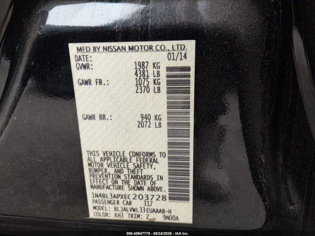 Nissan Altima 3.5 Sl 2014 1N4BL3APXEC203728 Image 9