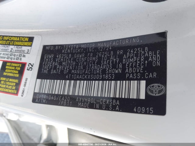 Toyota CAMRY SE 2025 4T1DAACKXSU091853 Image 9