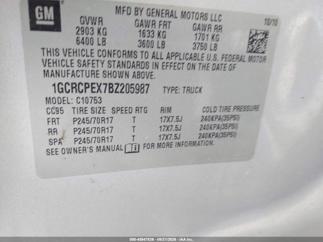 Aukcja sprzedaży 2011 Chevrolet Silverado 1500 Work Truck, vin: 1GCRCPEX7BZ205987, numer aukcji: 45947826
