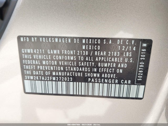 3VW2K7AJ2FM272023 Volkswagen Jetta 2.0l S