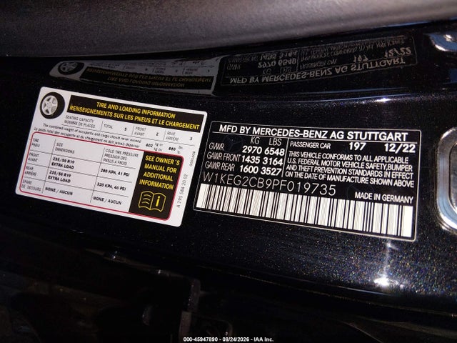 Aukcja sprzedaży 2023 Mercedes-benz Eqe 500 4matic+, vin: W1KEG2CB9PF019735, numer aukcji: 45947890