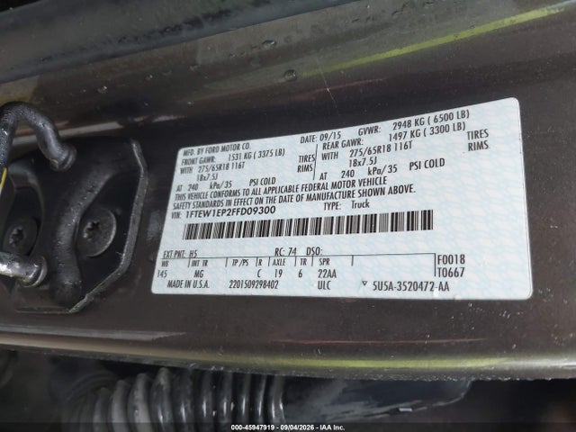 Ford F-150 Xlt 2015 1FTEW1EP2FFD09300 Image 9