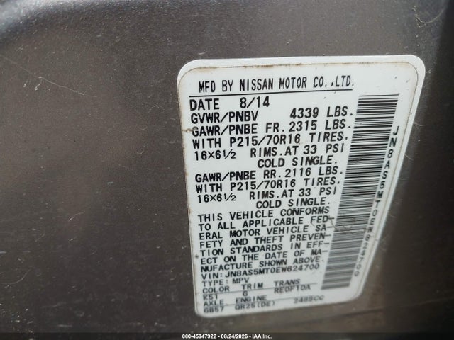 Продаж на аукціоні авто 2014 Nissan Rogue Select S, vin: JN8AS5MT0EW624700, номер лоту: 45947922
