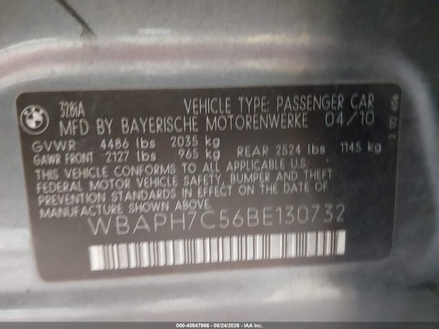 Продажа на аукционе авто 2011 Bmw 328i, vin: WBAPH7C56BE130732, номер лота: 45947966