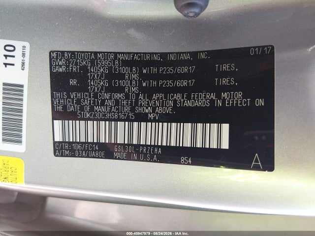 Toyota Sienna Le 8 Passenger 2017 5TDKZ3DC3HS816715 Image 9