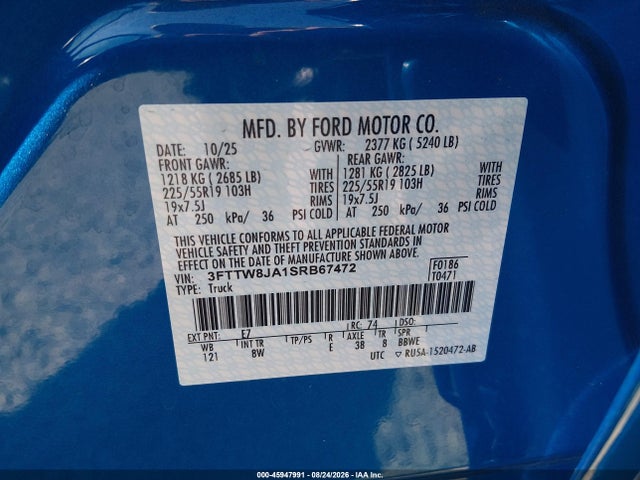 Ford Maverick Xlt 2025 3FTTW8JA1SRB67472 Image 9