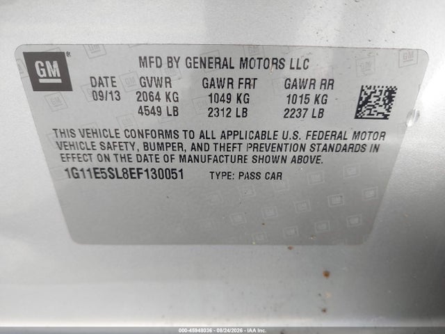 Продаж на аукціоні авто 2014 Chevrolet Malibu 2lt, vin: 1G11E5SL8EF130051, номер лоту: 45948036