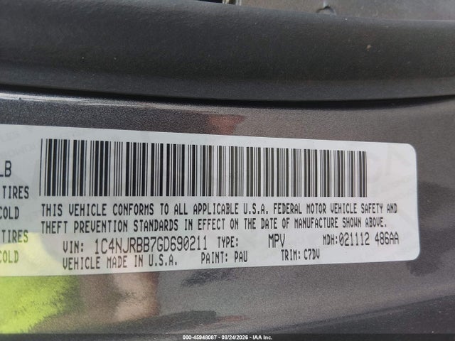 Продажа на аукционе авто 2016 Jeep Patriot Sport, vin: 1C4NJRBB7GD690211, номер лота: 45948087