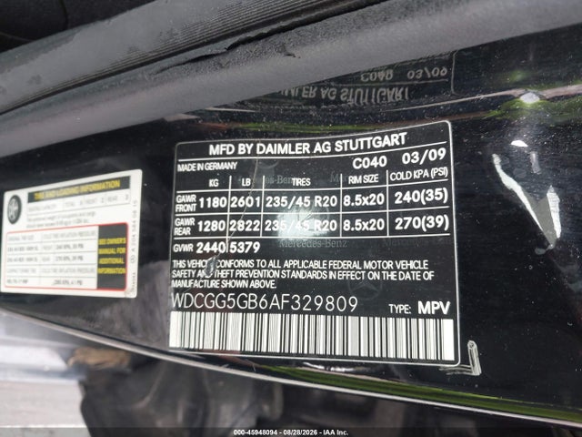 Aukcja sprzedaży 2010 Mercedes-benz Glk 350, vin: WDCGG5GB6AF329809, numer aukcji: 45948094