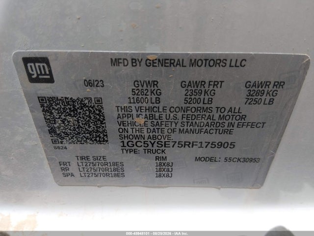 Продажа на аукционе авто 2024 Chevrolet Silverado 3500hd 4wd  Long Bed Work Truck, vin: 1GC5YSE75RF175905, номер лота: 45948101